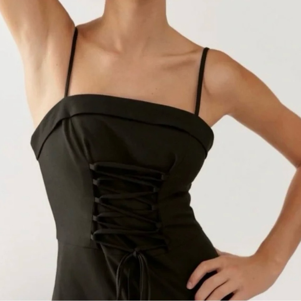 Urban Outfitters Andee Black Corset Lace Up Jumpsuit